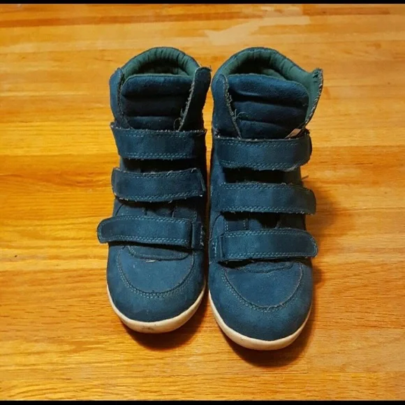 Teal Wedge Sneakers - Picture 1 of 8